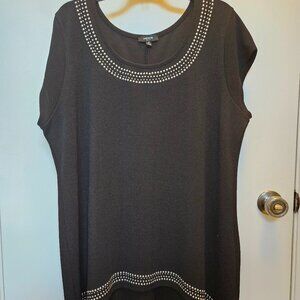 Size 2X Premise Black and Silver Studded Knit Top